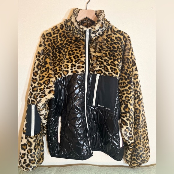 Sandy Liang Jacket - Women's Large Black - Faux Leopard Ski Coat Designer - Picture 12 of 13
